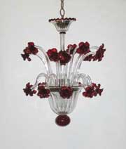 classical and modern chandeliers in Murano glass